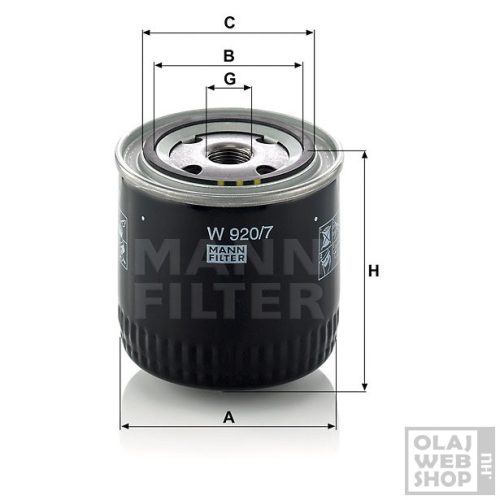 Mann-Filter olajszűrő W920/7